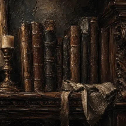 Antique Books Still Life Dark Academia Wall Art Canvas Print