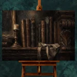 Antique Books Still Life Dark Academia Wall Art Canvas Print - Image 2
