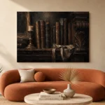 Antique Books Still Life Dark Academia Wall Art Canvas Print - Image 3