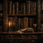 Candlelit Bookshelf Dark Academia Wall Art Canvas Print