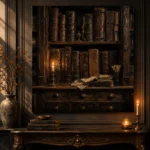Candlelit Bookshelf Dark Academia Wall Art Canvas Print - Image 2