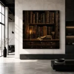Candlelit Bookshelf Dark Academia Wall Art Canvas Print - Image 3