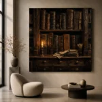 Candlelit Bookshelf Dark Academia Wall Art Canvas Print - Image 5