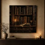 Candlelit Bookshelf Dark Academia Wall Art Canvas Print - Image 6