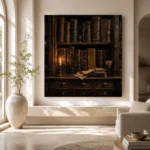 Candlelit Bookshelf Dark Academia Wall Art Canvas Print - Image 8