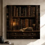 Candlelit Bookshelf Dark Academia Wall Art Canvas Print - Image 9