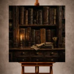 Candlelit Bookshelf Dark Academia Wall Art Canvas Print - Image 10