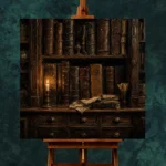 Candlelit Bookshelf Dark Academia Wall Art Canvas Print - Image 11