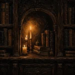 Candlelit Alcove Library Dark Academia Wall Art Canvas Print