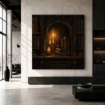 Candlelit Alcove Library Dark Academia Wall Art Canvas Print - Image 3