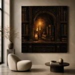 Candlelit Alcove Library Dark Academia Wall Art Canvas Print - Image 5