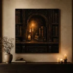 Candlelit Alcove Library Dark Academia Wall Art Canvas Print - Image 6