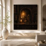 Candlelit Alcove Library Dark Academia Wall Art Canvas Print - Image 8