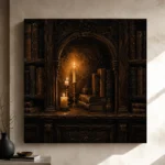 Candlelit Alcove Library Dark Academia Wall Art Canvas Print - Image 9