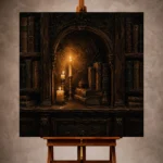 Candlelit Alcove Library Dark Academia Wall Art Canvas Print - Image 10