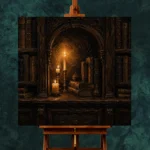 Candlelit Alcove Library Dark Academia Wall Art Canvas Print - Image 11