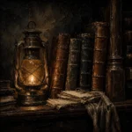 Vintage Lantern Library Dark Academia Wall Art Canvas Print