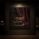 Burgundy Draped Books Dark Academia Wall Art Canvas Print - Image 7