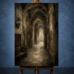 Old University Corridor Dark Academia Wall Art Canvas Print - Image 2