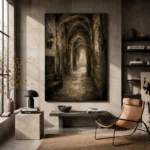 Old University Corridor Dark Academia Wall Art Canvas Print - Image 3