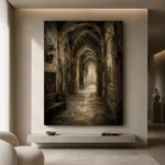 Old University Corridor Dark Academia Wall Art Canvas Print - Image 4