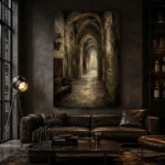 Old University Corridor Dark Academia Wall Art Canvas Print - Image 5