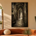 Old University Corridor Dark Academia Wall Art Canvas Print - Image 6