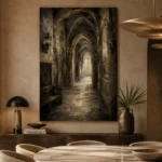 Old University Corridor Dark Academia Wall Art Canvas Print - Image 7