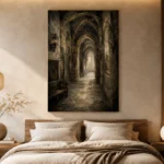 Old University Corridor Dark Academia Wall Art Canvas Print - Image 8