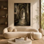 Old University Corridor Dark Academia Wall Art Canvas Print - Image 9