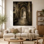 Old University Corridor Dark Academia Wall Art Canvas Print - Image 10