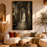 Old University Corridor Dark Academia Wall Art Canvas Print - Image 11