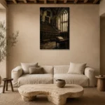 Gothic University Study Hall Dark Academia Wall Art Canvas Print presented in a sophisticated home setting