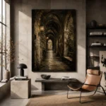 Ivy Covered Cloister Dark Academia Wall Art Canvas Print - Image 3