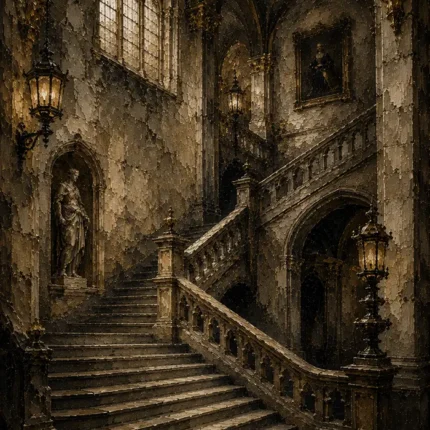 Gothic University Staircase Dark Academia Wall Art Canvas Print