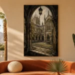 Gothic University Courtyard Dark Academia Wall Art Canvas Print - Image 6