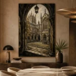 Gothic University Courtyard Dark Academia Wall Art Canvas Print - Image 7