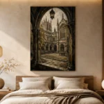 Gothic University Courtyard Dark Academia Wall Art Canvas Print - Image 8
