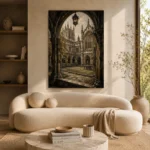 Gothic University Courtyard Dark Academia Wall Art Canvas Print - Image 9