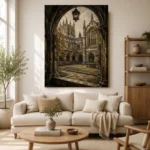 Gothic University Courtyard Dark Academia Wall Art Canvas Print - Image 10