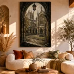 Gothic University Courtyard Dark Academia Wall Art Canvas Print - Image 11