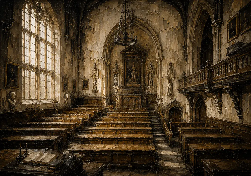 Old University Lecture Hall Dark Academia Wall Art Canvas Print