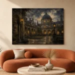 Moonlit University Courtyard Dark Academia Wall Art Canvas Print - Image 3