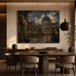 Moonlit University Courtyard Dark Academia Wall Art Canvas Print - Image 5