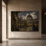 Moonlit University Courtyard Dark Academia Wall Art Canvas Print - Image 6