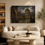 Moonlit University Courtyard Dark Academia Wall Art Canvas Print - Image 7