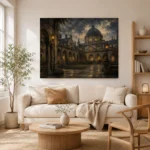 Moonlit University Courtyard Dark Academia Wall Art Canvas Print - Image 8