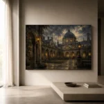 Moonlit University Courtyard Dark Academia Wall Art Canvas Print - Image 10