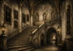 Grand University Staircase Dark Academia Wall Art Canvas Print