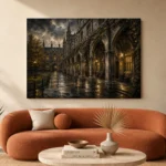 Rainy University Cloister Dark Academia Wall Art Canvas Print - Image 3